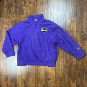MINNESOTA VIKINGS Vintage LOGO 7 Game Day Pullover Zip Up Fleece Size Large